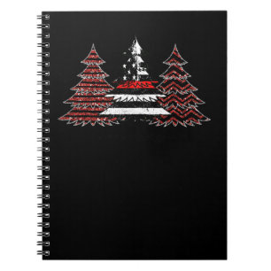 Firefighter Fireman USA Flag Pine Trees Feuerwehr Notizblock