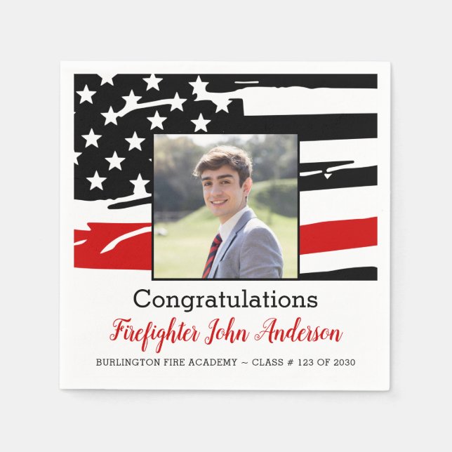 Firefighter-Foto Thin Red Line Abschluss Serviette (Vorderseite)