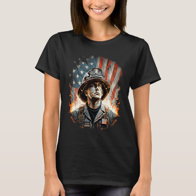 Firefighter Fourth Of July Fireman Flag Grunt Patr T-Shirt (Vorderseite)