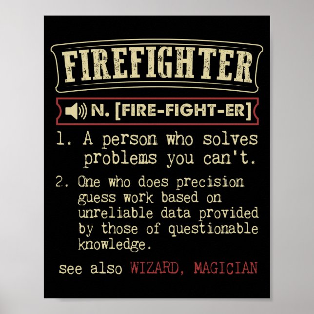 Firefighter Funny Dictionary Term.Png Poster (Vorne)