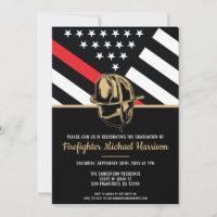 Firefighter Graduation Party Red Line Flag Fireman