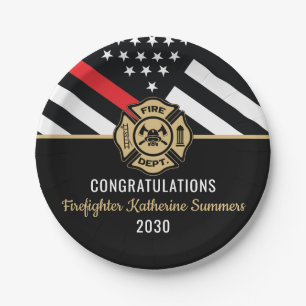 Firefighter Graduation Party Thin Red Line Flag Pappteller