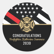Firefighter Graduation Party Thin Red Line Flag