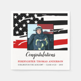 Firefighter Graduation Party Thin Red Line Foto Serviette