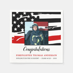 Firefighter Graduation Party Thin Red Line Foto Serviette