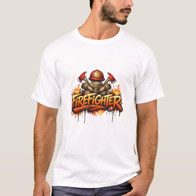 Firefighter Graffiti Street Art T-Shirt (Vorderseite)