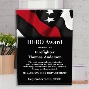 Firefighter HERO Thin Red Line Erkennung Acryl Auszeichnung