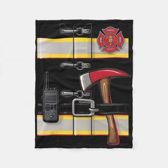 Firefighter-Kostüm Fireman Uniform Ax Radio Hall Fleecedecke (Vorderseite)