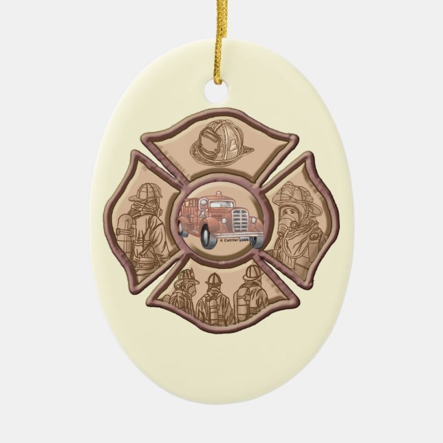 Firefighter Maltese Cross custom name ornament  (Vorne)