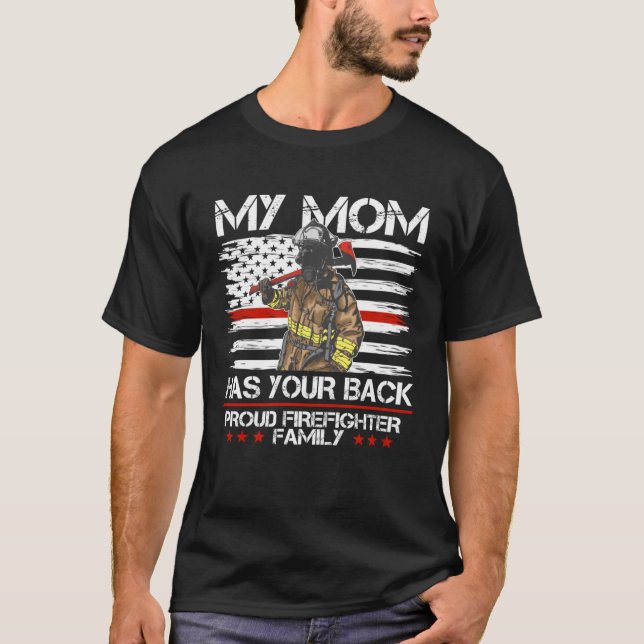 Firefighter Meine Mama hat Ihre Thin-Red Line-ID T-Shirt (Vorderseite)