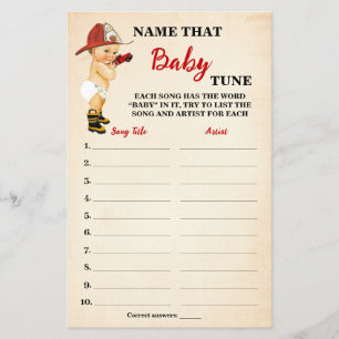 Firefighter Name Baby Tune Baby Showkarte Flyer