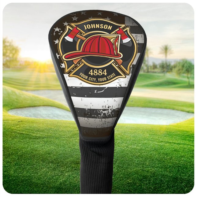 Firefighter NAME Fireman Fire Department USA Flag Golf Headcover (Von Creator hochgeladen)