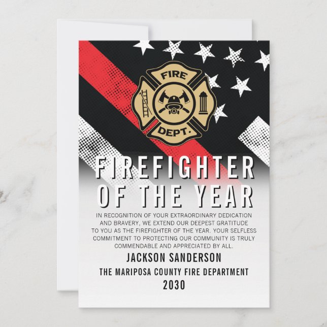 Firefighter of the Year Employee Recognition Logo Karte (Vorderseite)