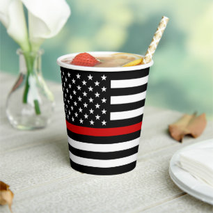Firefighter-Party Fireman Thin Red Line Pappbecher