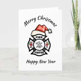 Firefighter Père Noël Fire Dept Carte de vacances