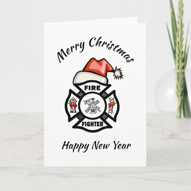 Firefighter Père Noël Fire Dept Carte de vacances (Devant)