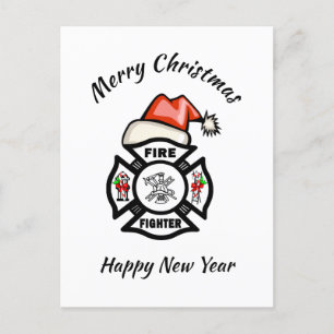 Firefighter Père Noël Fire Dept Carte de vacances