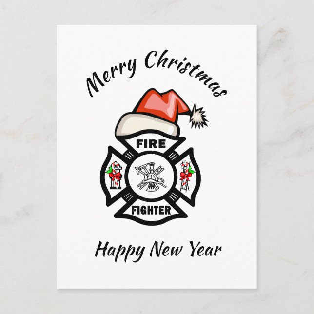 Firefighter Père Noël Fire Dept Carte de vacances (Devant)