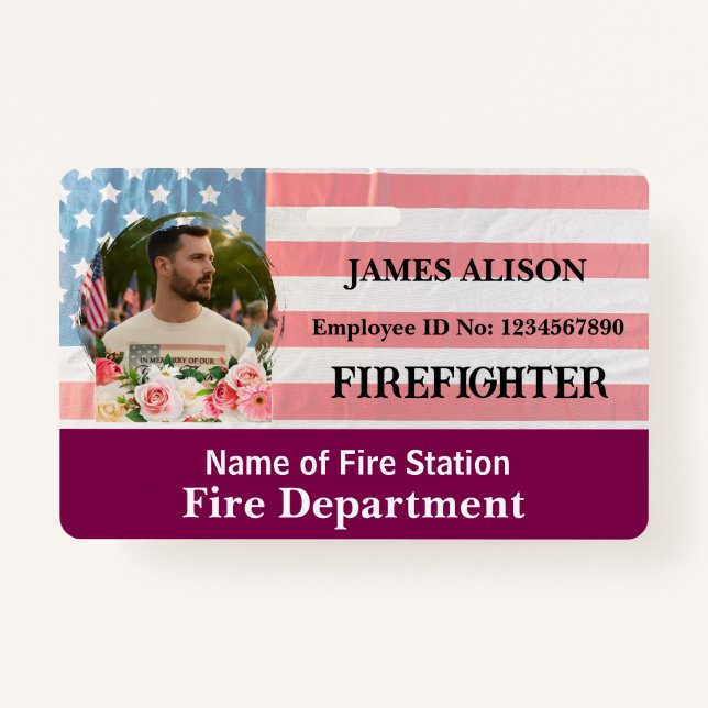 Firefighter Qr Code   Photo Name ID Card  Ausweis (Vorderseite)