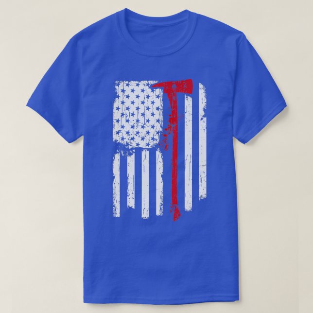 Firefighter Red Line Amerikanische Flagge mit Fire T-Shirt (Design vorne)