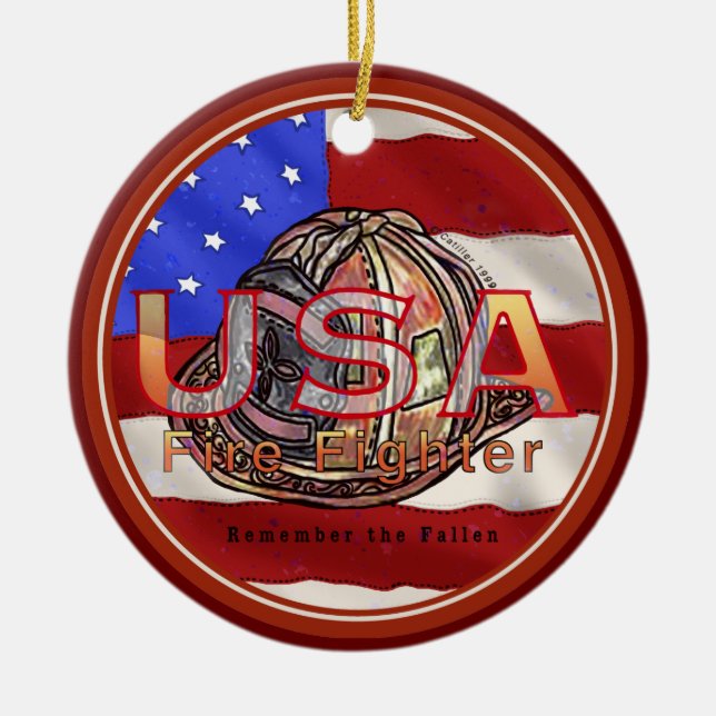 Firefighter remember the fallen custom name  keramik ornament (Vorne)