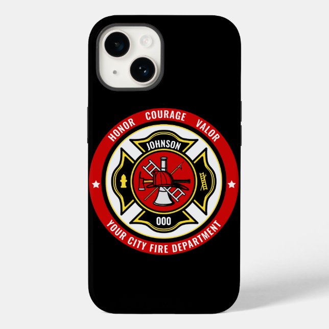 Firefighter Rescue ADD NAME Fire Department Abzeic Case-Mate iPhone 14 Hülle (Rückseite)