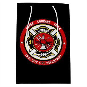 Firefighter Rescue ADD NAME Fire Department Abzeic Mittlere Geschenktüte