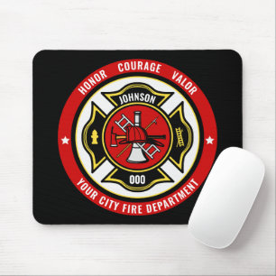 Firefighter Rescue ADD NAME Fire Department Abzeic Mousepad