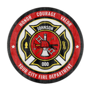 Firefighter Rescue ADD NAME Fire Department Abzeic Schneidebrett