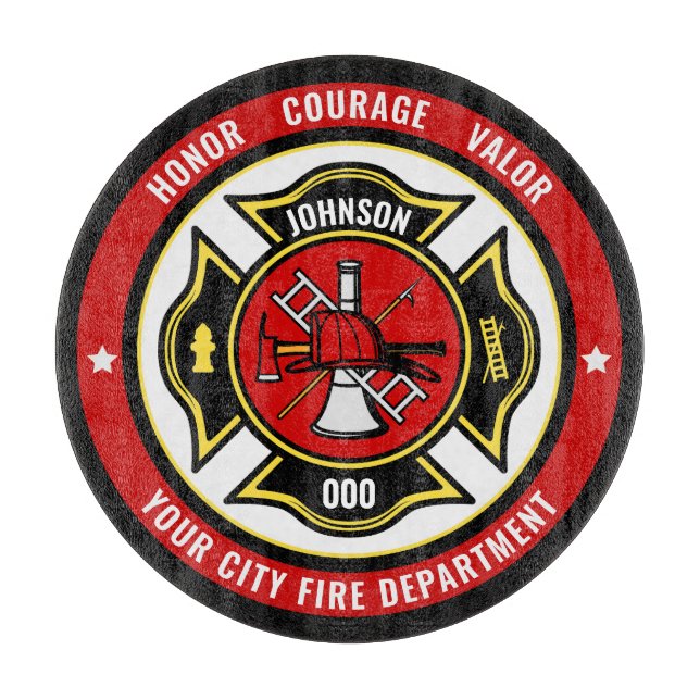 Firefighter Rescue ADD NAME Fire Department Abzeic Schneidebrett (Vorderseite)