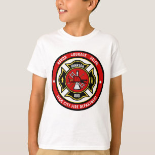 Firefighter Rescue ADD NAME Fire Department Abzeic T-Shirt