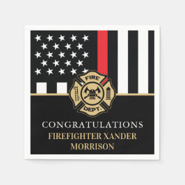 Firefighter Retirement Red Line Flag Fireman Serviette