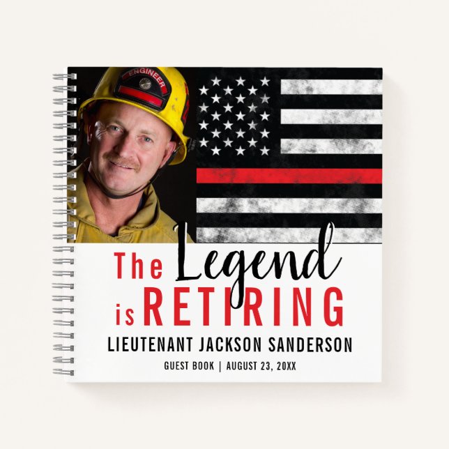 Firefighter Retirement Thin Red Line Gästebuch Notizbuch (Vorderseite)