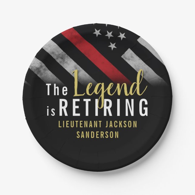 Firefighter Ruhestand Party Red Line Flag Feuerweh Pappteller (Vorderseite)