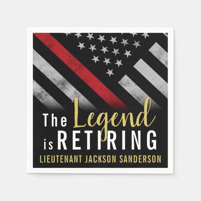 Firefighter Ruhestand Party Red Line Flag Feuerweh Serviette (Vorderseite)