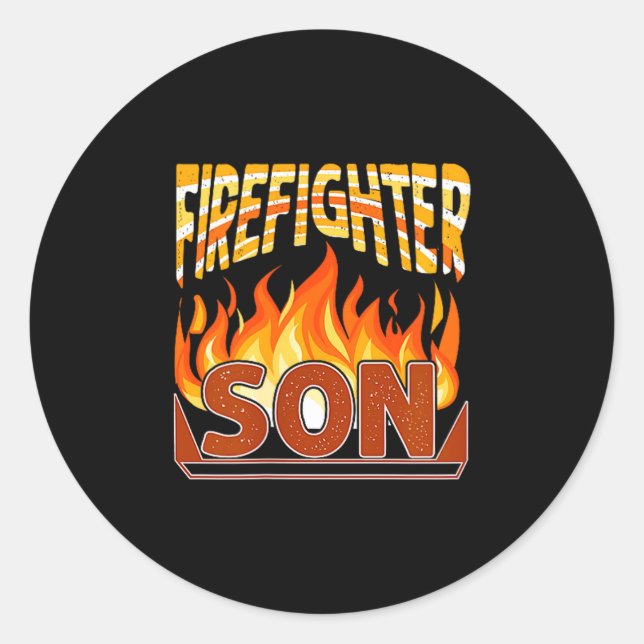 Firefighter Son Fireman Gift Proud Firefighter Quo Runder Aufkleber (Vorderseite)