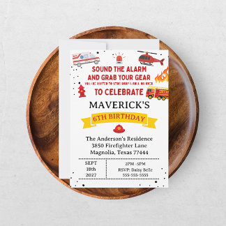 Firefighter Sound The Alarm Birthday Einladung