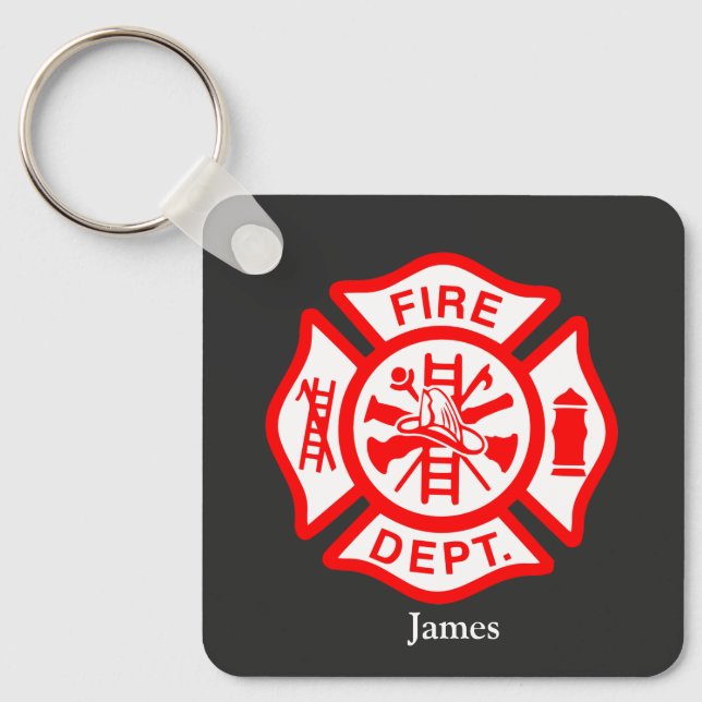 Firefighter Symbol Fireman Logo-Individuelle Name Schlüsselanhänger (Vorderseite)