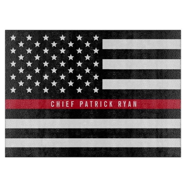 Firefighter Thin Red Line American Flag Name Schneidebrett (Vorderseite)