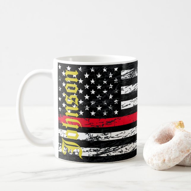 Firefighter Thin Red Line Kaffeetasse (Mit Donut)
