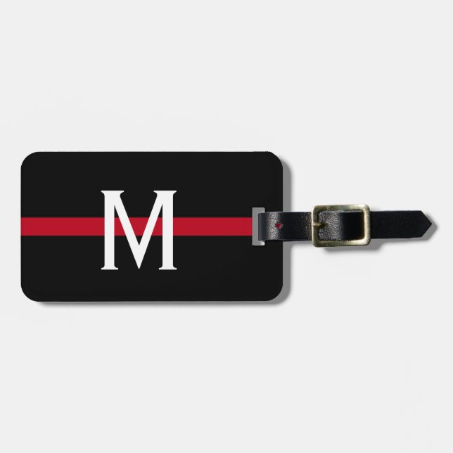 Firefighter Thin Red Line Monogram Gepäckanhänger (Vorderseite horizontal)