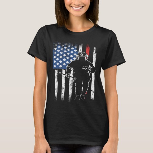 Firefighter Thin Redline Retired Firefighter  Idea T-Shirt (Vorderseite)