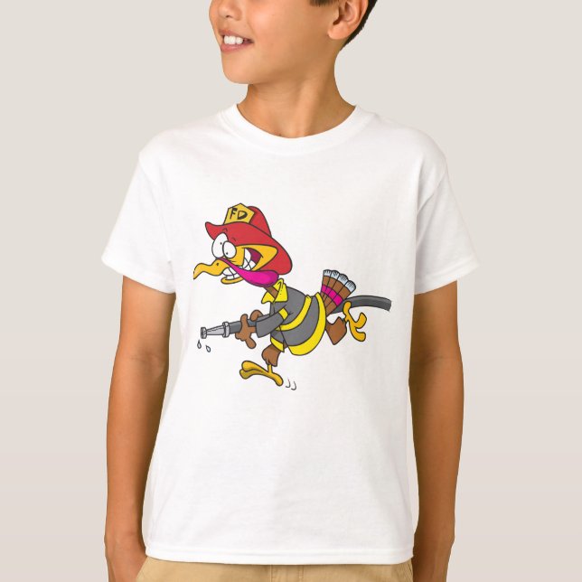 Firefighter Turkey with Hose T-Shirt (Vorderseite)