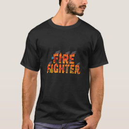 Firefighter Typography Art with Flames & Rescue  T-Shirt