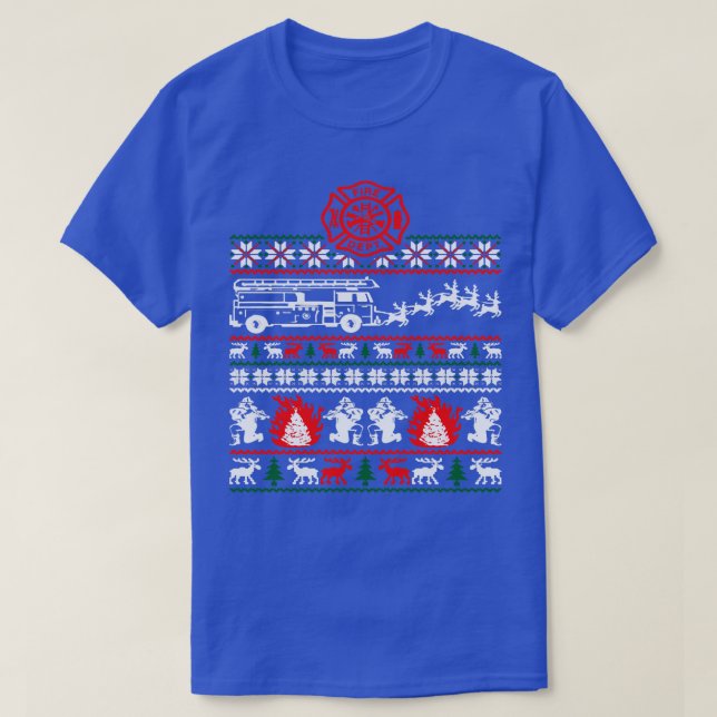 Firefighter Ugly Christmas Sweater T-Shirt (Design vorne)