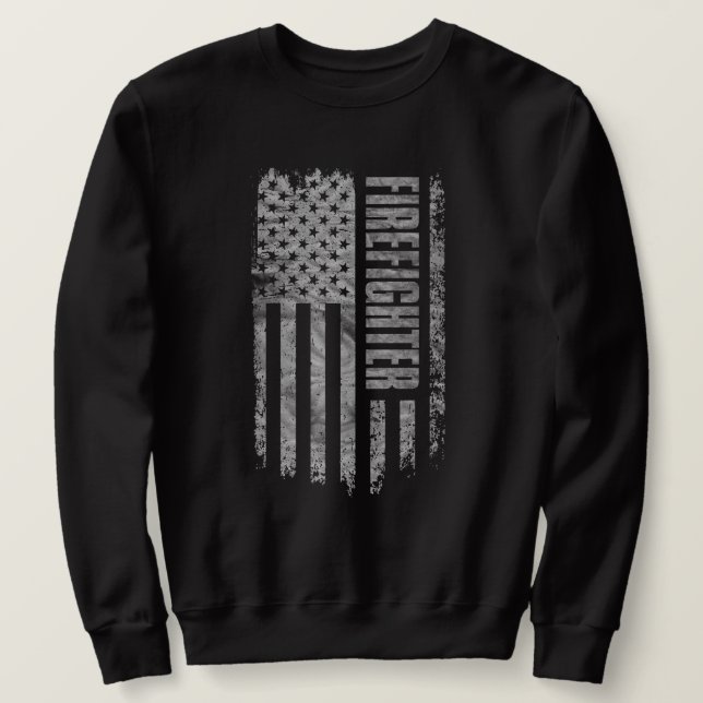 Firefighter USA Flag Distressed design Sweatshirt (Design vorne)