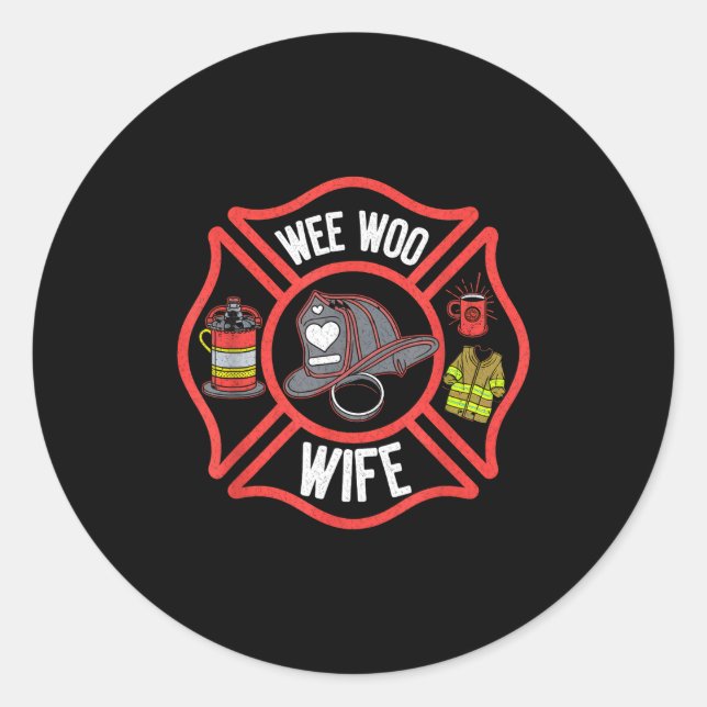 Firefighter Wife Uniform Fireman Fire Department  Runder Aufkleber (Vorderseite)