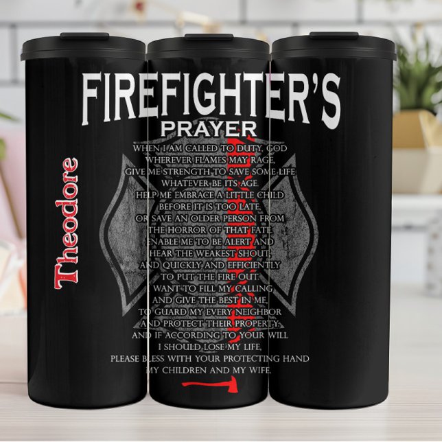 Firefighter's Personal Prayer Tribute Thermosbecher (Von Creator hochgeladen)