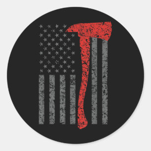 Firefighting, Firefighter Axe & Helmet, Fire Runder Aufkleber