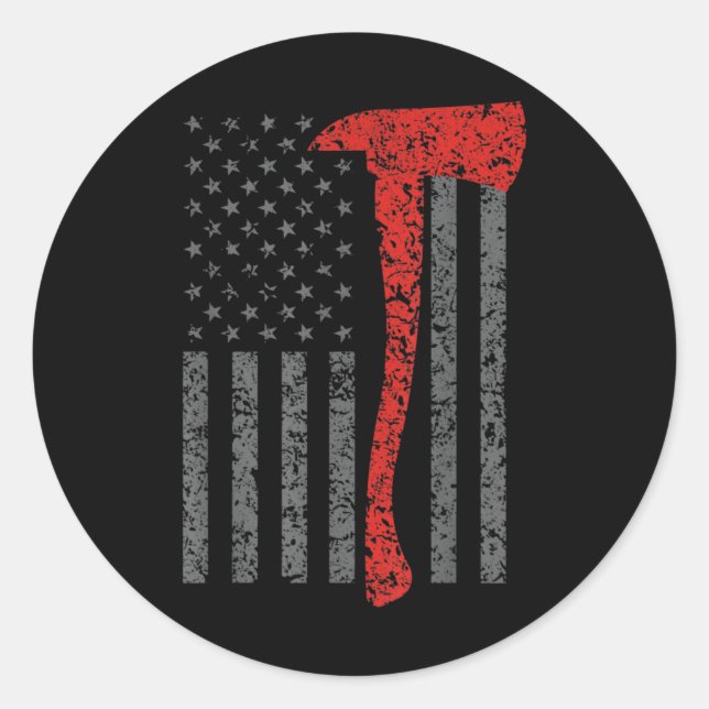 Firefighting, Firefighter Axe & Helmet, Fire Runder Aufkleber (Vorderseite)